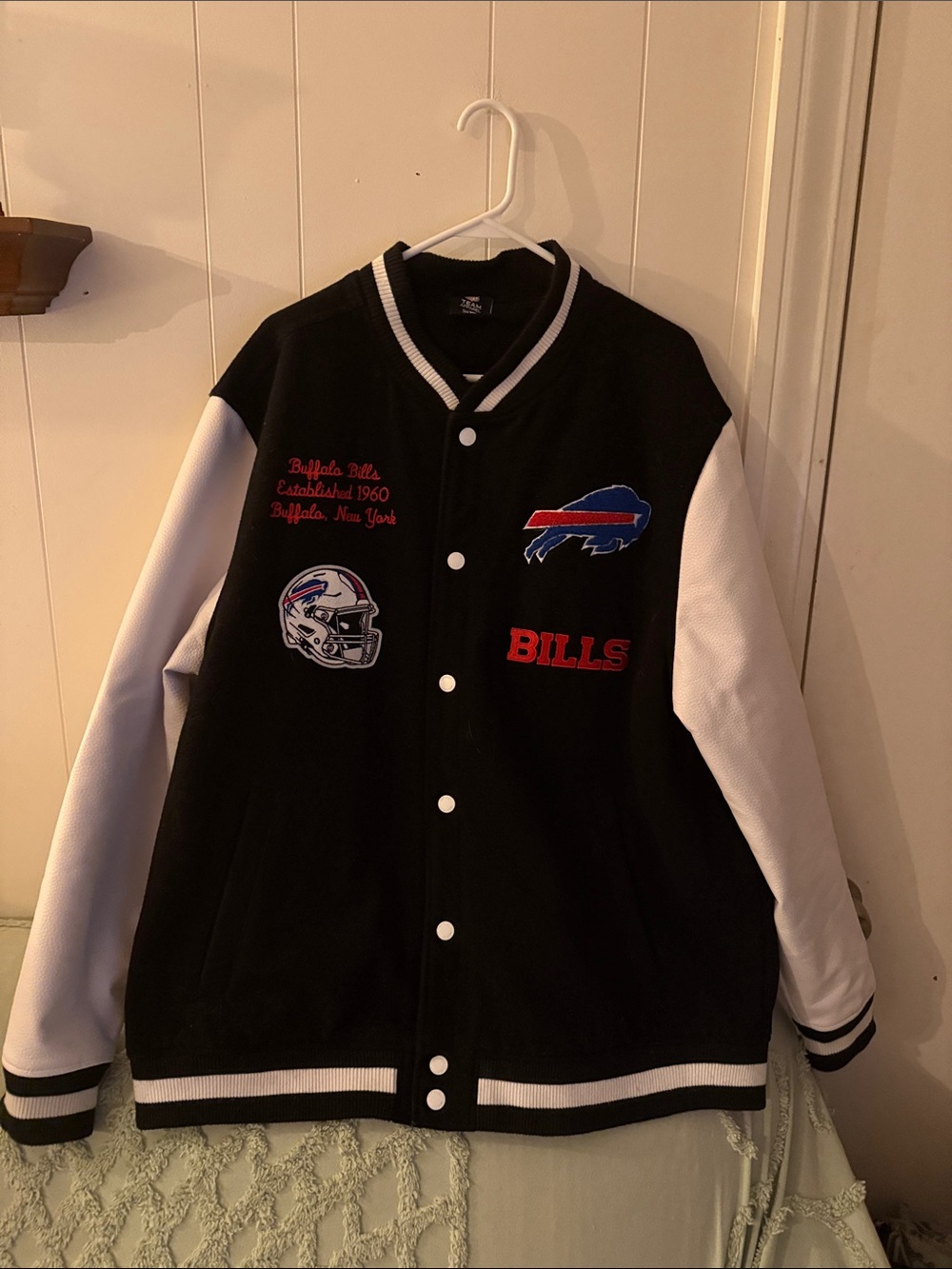 NFL Buffalo Bills Black and White Varsity Jacket